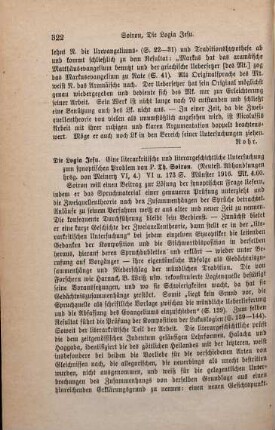 322-323 [Rezension] Soiron, Thaddaeus, Die Logia Jesu