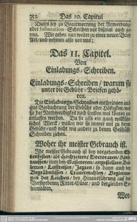 Das 11. Capitel. Von Einladungs-Schreiben