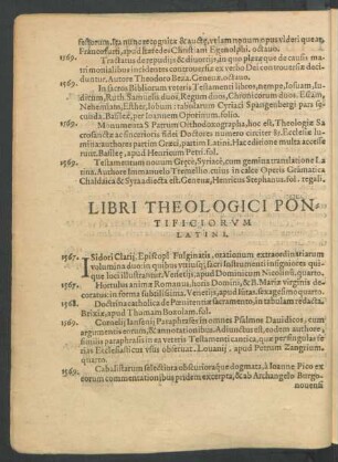 Libri Theologici Pontificiorum Latini.
