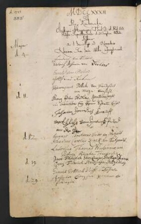 Sommerhalbjahr 1733. Rektorat Christian Hagmajer/Hagmaier