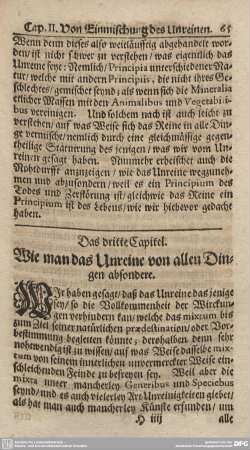Das dritte Capitel. Wie man das Unreine von allen Dingen absondere.