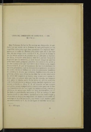 Carta del gobernador de Costa Rica. - Año de 1709 (1).