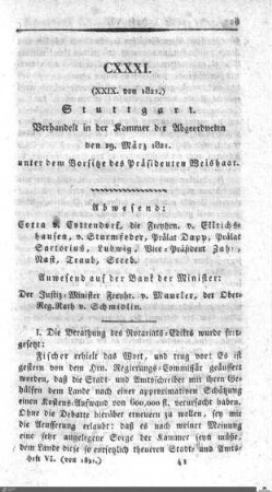131. Sitzung, Stuttgart, 29.3.1821