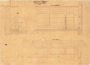 Gärtner, Friedrich von; München; Wittelsbacherpalast - Küche (Grundriss, Längsschnitt, Detail)