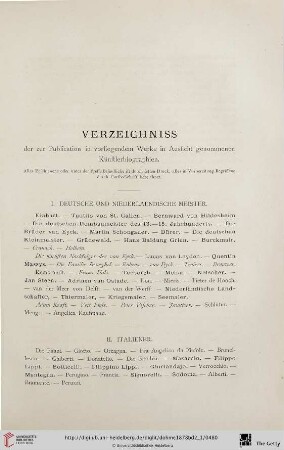 Verzeichniss der zur Publication in vorliegendem Werke in Aussicht genommenen Künstlerbiographien