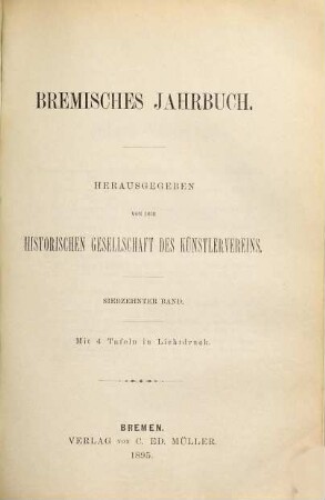 Bremisches Jahrbuch. 17. 1895