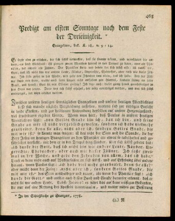 Predigt am elften Sonntage nach dem Feste der Dreieinigkeit