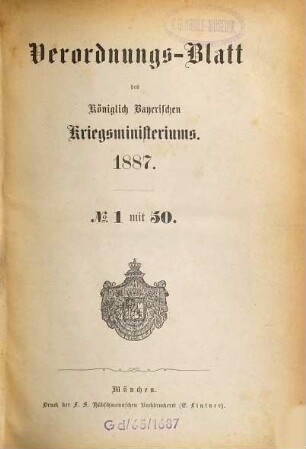 Verordnungs-Blatt. 1887