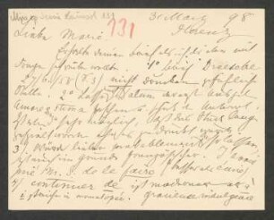 Briefkarten an Marie von Bülow : 31.05.1898