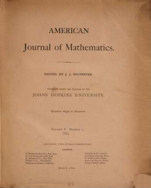 American journal of mathematics. 5. 1882
