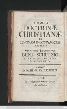 Summula Doctrinæ Christianæ In Lingvam Indostanicam Translata