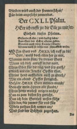Der CXLI. Psalm. - Der CL. Psalm.