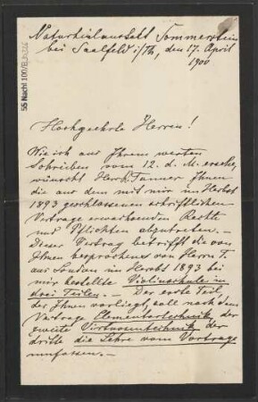 Brief an B. Schott's Söhne : 17.04.1900