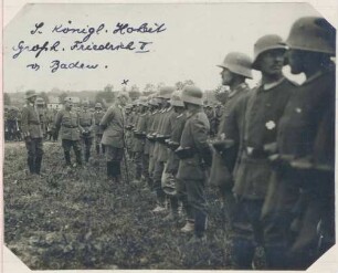 Foto des Besuchs von Großherzog Friedrich II. von Baden beim Leib-Grenadier-Regiment 109 in Chestres
