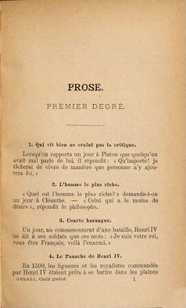 Französische Lese- und Vortragsstücke in Prosa und in Versen stufenweise geordnet = Choix gradué de prose et des poésies pour la lecture et la récitation