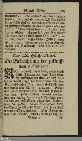 Das LX. Hülffs-Mittel. Die Betrachtung der zukünfftigen Aufferstehung