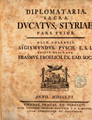 Diplomataria. Sacra. Dvcatvs. Styriae, 1