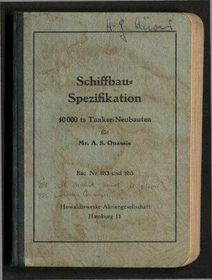 Schiffbau-Spezifikation 40.000 ts Tanker-Neubauten für Mr. A.S. Onassis