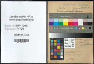 Entnazifizierung Mia Sanner , geb. 24.05.1912 ()