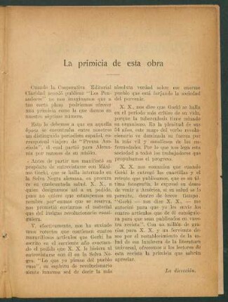 La primicia de esta obra