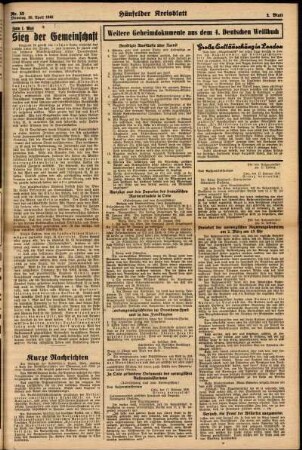 Zweite Ausgabe vom Dienstag, den 30. April 1940.