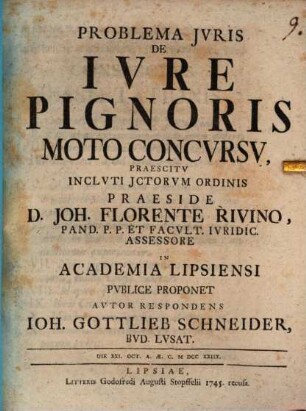 Problema iuris, de iure pignoris moto concursu