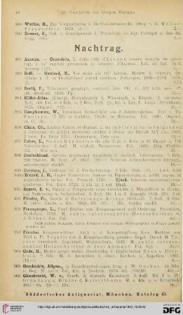 Nachtrag (Nr. 891 - 906)