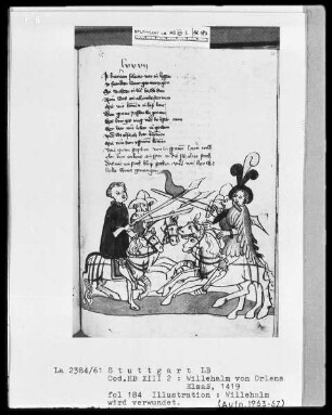Willehalm von Orlens, Folio 4recto-299verso — Willehalm von Orlens, Folio 4recto-299versoWillehalm wird verwundet, Folio 184recto