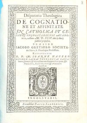 Disputatio Theologica De Cognatione Et Affinitate