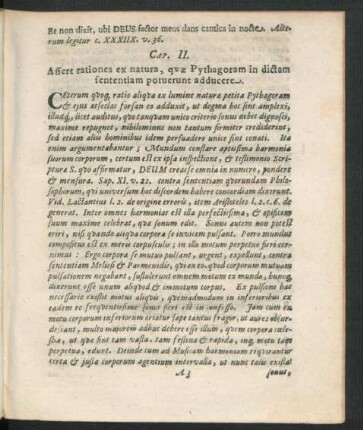 Cap. II. Affert rationes ex natura, quae Pythagoram in dictam sententiam potuerunt adducere.