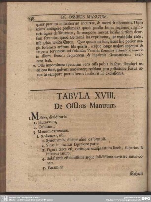 Tabula XVIII. De Ossibus Manuum