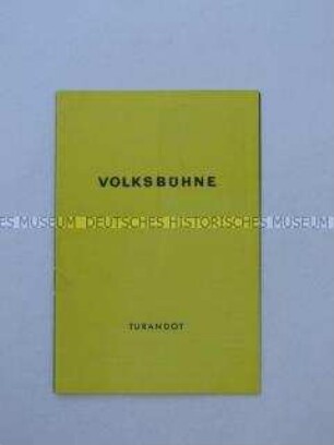 Programmheft der Volksbühne Berlin zu dem Theaterstück "Turandot"