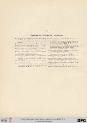 IV. Verzeichnis der Schreiber der Handschriften