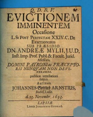 Evictionem imminentem