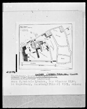 Magdeburg, ehemaliges Prämonstratenser-Chorherren-Stift, sogenanntes Kloster Unser Lieben Frauen, rekonstruierter Lageplan