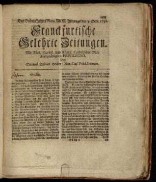 Num. LXXI. Freytags den 5. Sept. 1738 - N. LXXX. Dienstags den 7. Octob. 1738