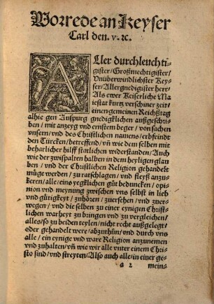 Confessio oder Bekantnuß des Glaubens etlicher Fürsten vnd Stette vberantwort Keyserlicher Maiestat zu Augspurg. Anno. 1530.