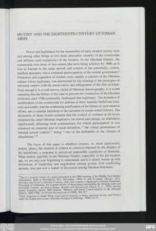 Mutiny And The Eighteenth Century Ottoman Army