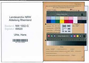 Entnazifizierung Hans Uhle, geb. 13.12.1902 (Kaufmann)