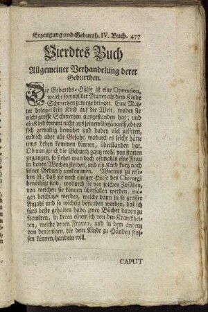 Vierdtes Buch Allgemeiner Verhandelung derer Geburthen.