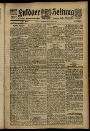 Erste Ausgabe vom Mittwoch, den 22. Mai 1912.