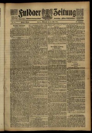 Erste Ausgabe vom Mittwoch, den 22. Mai 1912.