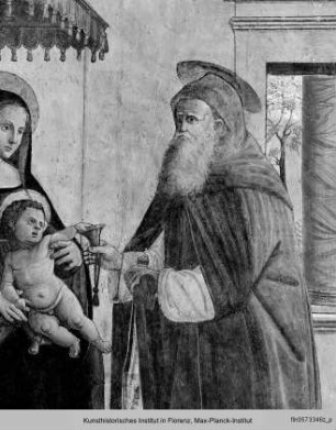 Votivfresko: Madonna mit Heiligen : Madonna mit dem heiligen Antonius Abbas