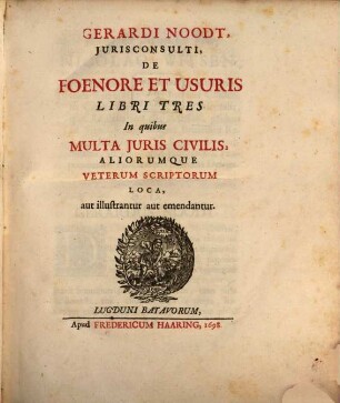 De foenore et usuris libri tres