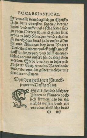 Von den heiligen Junckfrawen/ Messegesang.