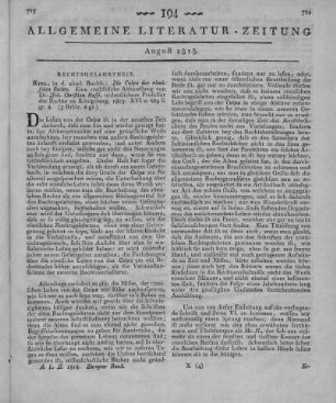 Hasse, J. C.: Die Culpa des römischen Rechts. Eine civilistische Abhandlung. Kiel: Akademische Buchhandlung 1815