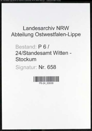 Heiratsregister Standesamt Witten-Stockum