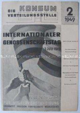 Mitteilungsblatt der Konsum-Genossenschaften der Sowjetischen Besatzungszone u.a. zum Internationalen Genossenschaftstag
