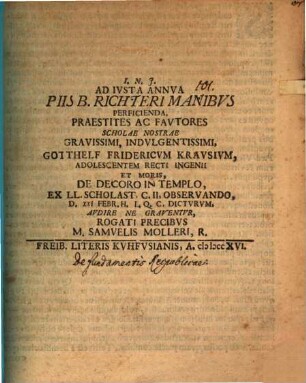 Ad iusta annua piis B. Richteri manibus perficienda ... : [Praefatus de reipublicae fundamentis]