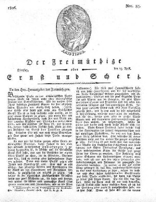 Nro. 85, Dienstag den 29. April 1806